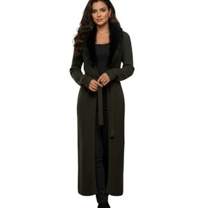 Kosiuko Faux Fur Cardigan Full Length Belted Small